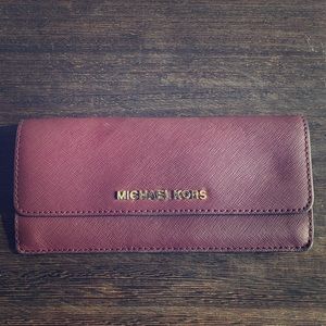 Michael Kors Burgundy Flat Leather Wallet